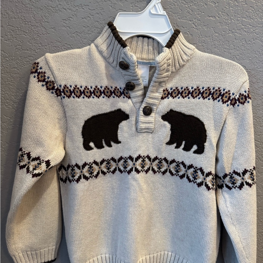 Janie and Jack Cream Bear Sweater